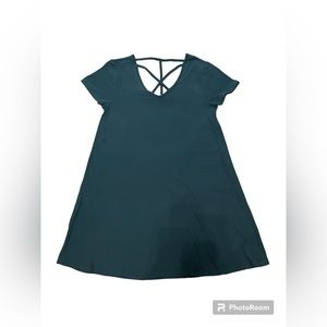 Pink Rose Super Soft V-Neck Dress in Deep Teal. Size Medium. Velvety soft.